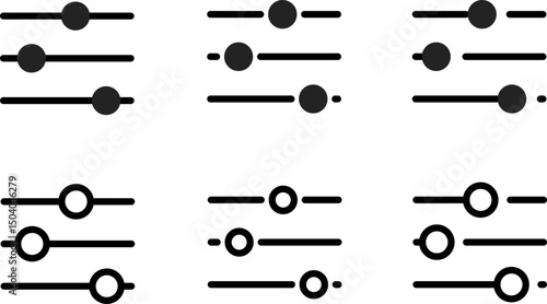 Settings sliders icon . cog gear or filter icons. Custom filter button. Adjustment settings slider symbol. control panel slide sign. Audio sliders sign. sound recording equipment
