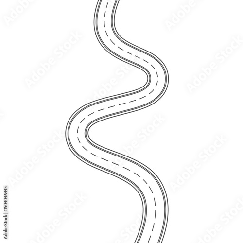 Simple Winding curves road on transparent background. winding road from top view. vector illustration.