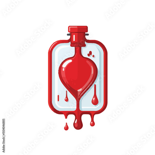  a single flat vector icon of a blood bag filled with red liquid