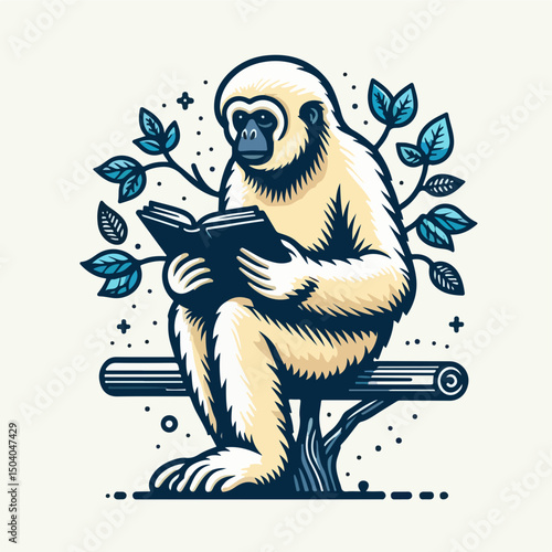 Monkey in Books: A whimsical illustration captures a monkey engrossed in reading a book on a tree branch, surrounded by leaves. It's a symbolic image of learning and the world of words.
