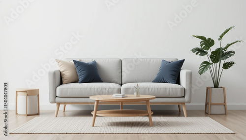 Modern Living Room Interior Design  Sofa  Coffee Table  Plant  Rug