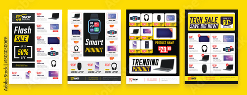 Supermarket product promotion flyer template. Catalog flyer with discounts. Minimalist layout banner for supermarket product catalog