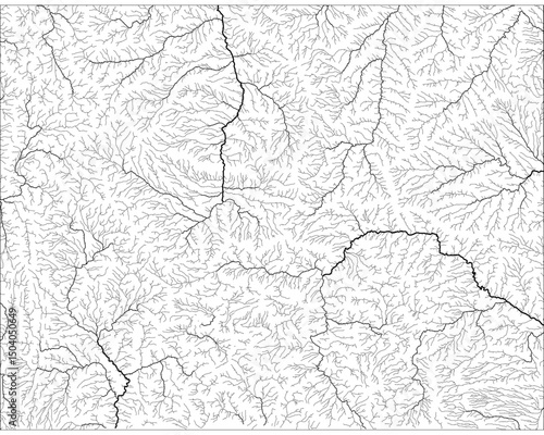 Wyoming River Map - Detailed Hydrographic Network & Waterways | Minimalist Vector Art, Black on Transparent with State Outline | GIS & Cartography Stock Image