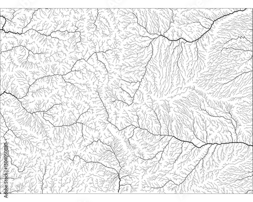 Minimalist River Map of Colorado, USA: Detailed Hydrographic Network & Waterways. Black Lines on Transparent Background with State Outline. Vector Art for GIS, Cartography, Education, Design & Stock