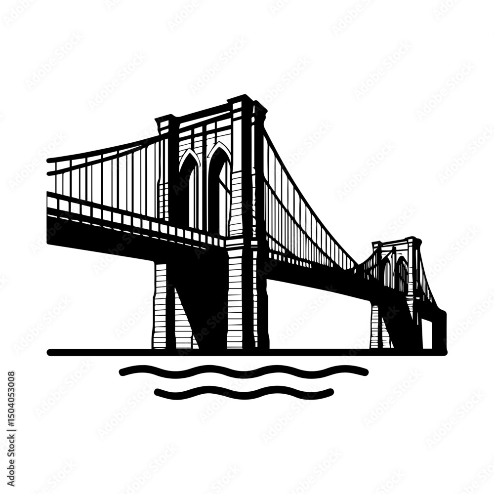 Obraz premium Brooklyn Bridge icon with transparent background New York City landmark suspension bridge symbol