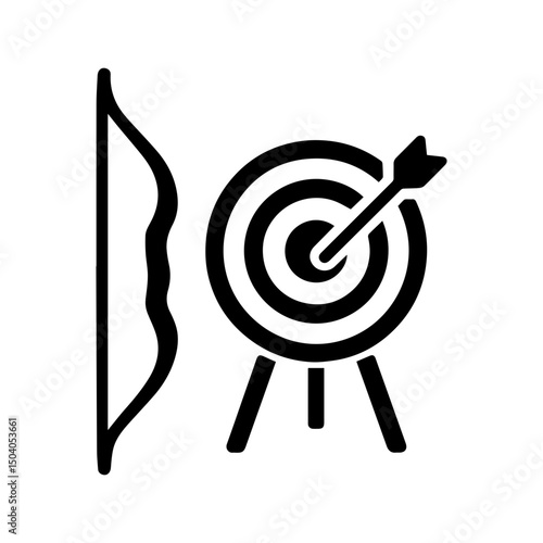 Archery icon with transparent background bow and arrow target sport symbol