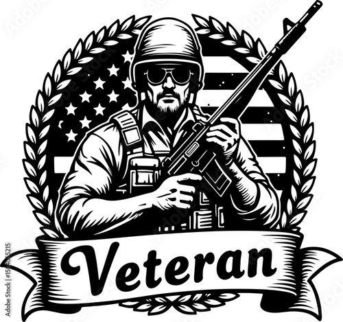 American Army Soldier Team Silhouette with Rifles vector