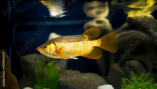 Aquatic Elegance: A Golden Fish in Azure Waters
