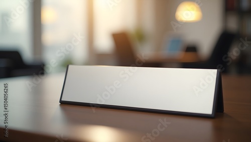 Wallpaper Mural A blank name plate  office sign positioned on a desk, likely providing guidance or details for employees or visitors. Torontodigital.ca