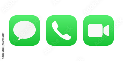 Message, phone, face time apps ios icons