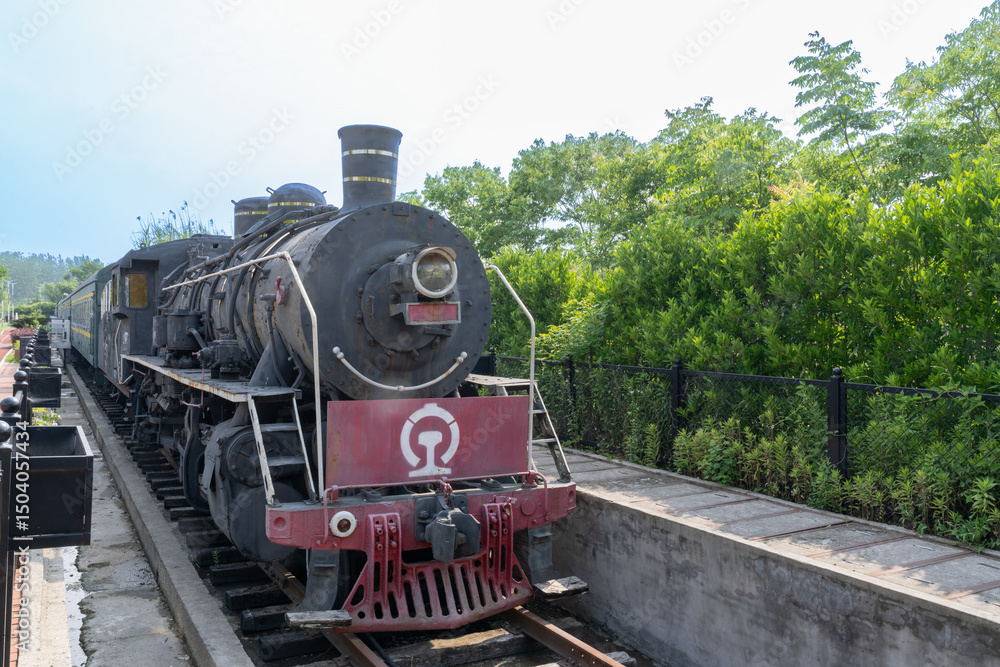 Naklejka premium Old steam train in the park