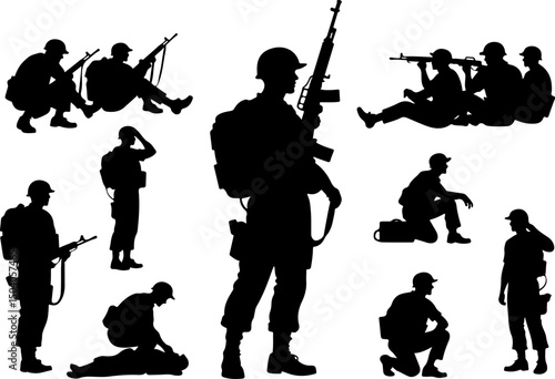 Veterans Soldier Silhouette Bundle vector