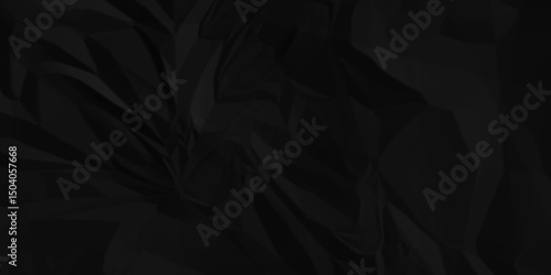 Crumpled paper texture . Black wrinkled paper texture. Black crumpled and top view textures can be used for background of text or any contents .	
