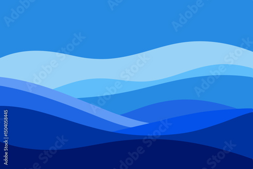 Abstract blue wavy layers on white background seamlessly blended