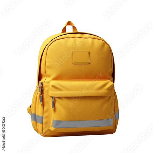 yellow school backpack isolated on transparent or white background, png