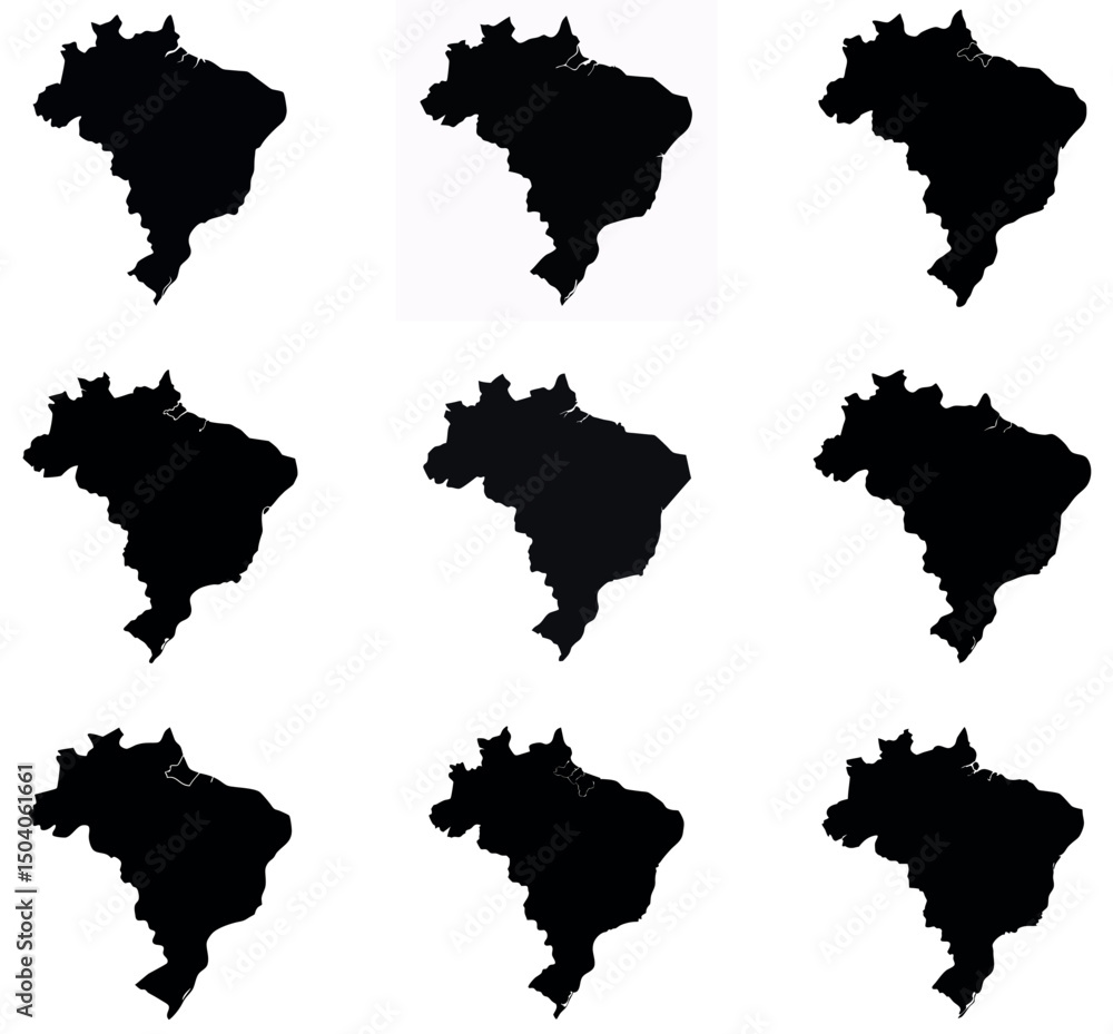 Obraz premium Map of Brazil Silhouette Vector Icons Set