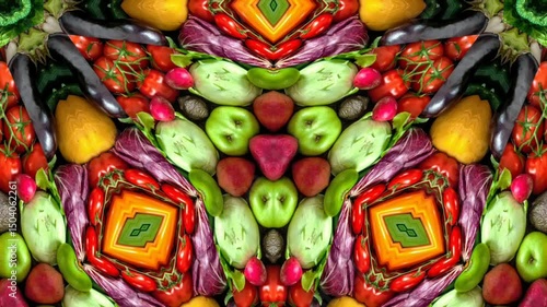 Wallpaper Mural Animated footage of Abstract arrangement of fruits and vegetables. Perfect for food blogs, recipe websites, fruit and veggie marketing materials, and healthy lifestyle content. Torontodigital.ca
