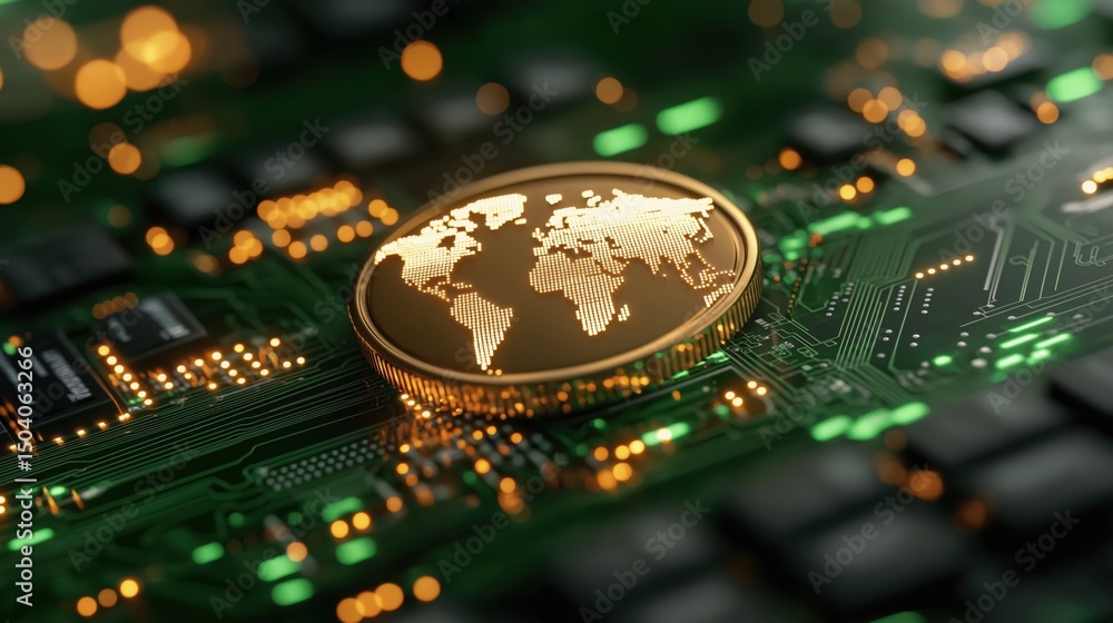 Obraz premium Cross-border payments using blockchain technology increase global financial accessibility and affordability for diverse users