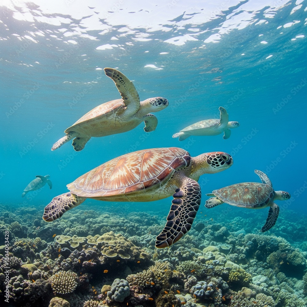 Obraz premium sea turtles in the water