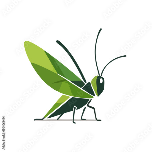 Grasshopper Logo With Clean Geometric Shapes, Vector Style