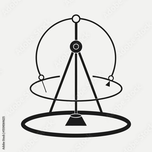 Foucault pendulum illustration simple black and white design for educational purposes