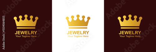 Luxury Jewelry Logo with Golden Crown - Premium Minimalist EPS Vector