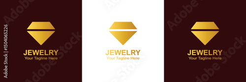 Premium Jewelry Logo with Golden Diamond - Luxury Minimalist EPS