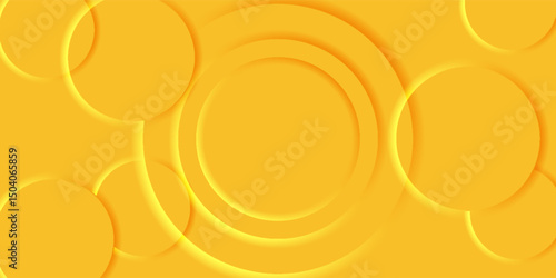 Abstract Background with 3d circle yellow papercut layer, vector illustration