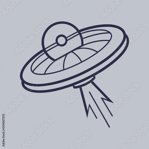 Ufo flying saucer outline illustration isolated extraterrestrial spaceship alien invasion