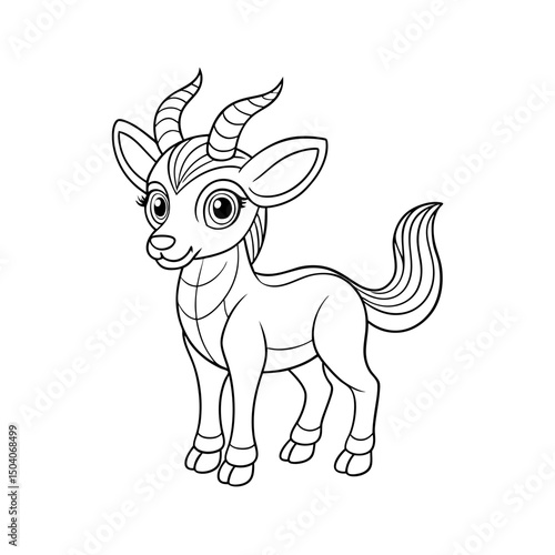 Antelope Adult and Kids Coloring Page Vector