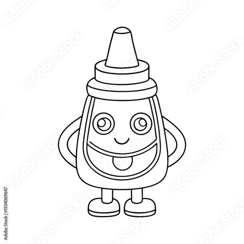 Ketchup Bottle Adult and Kids Coloring Page Vector