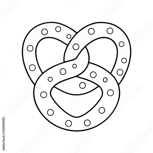 Pretzel Adult and Kids Coloring Page Vector