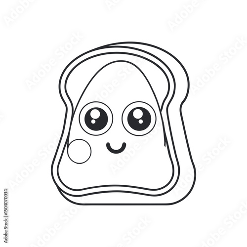 Toast with Avocado Adult and Kids Coloring Page Vector