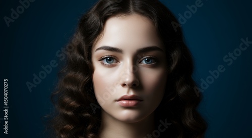 Wallpaper Mural Woman with Wavy Hair and Blue Eyes Torontodigital.ca