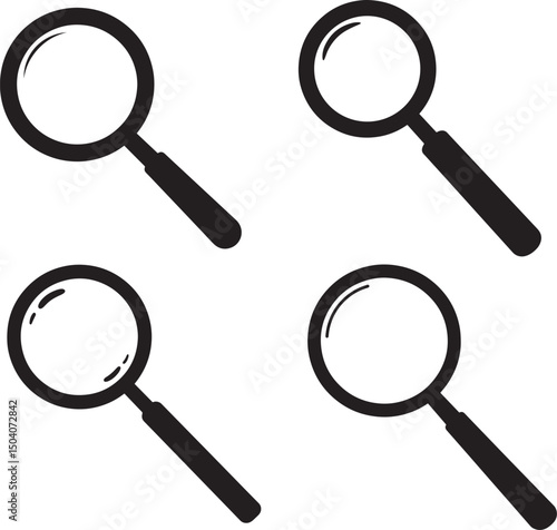 Magnifying Glass Icon Silhouette Vector Illustration