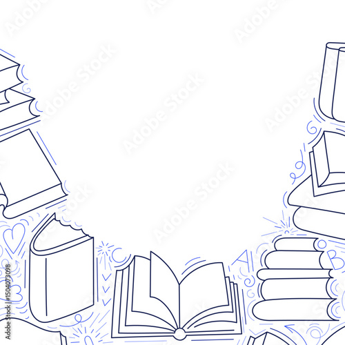 Book line design Education backdrop Library border