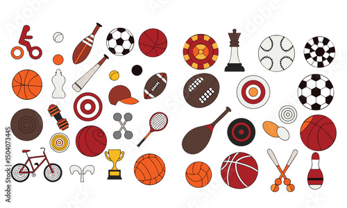 Sports and Outdoor Games Icon Set