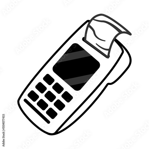 EDC Machine with Receipt Paper for Payment Processing Isolated on White Background