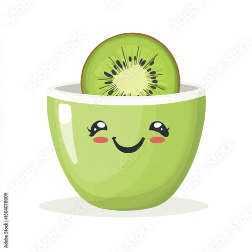 a cute cup with kiwi smiling from the side