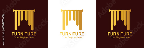 Luxury Window Treatment Logo with Golden Blind - Minimalist EPS