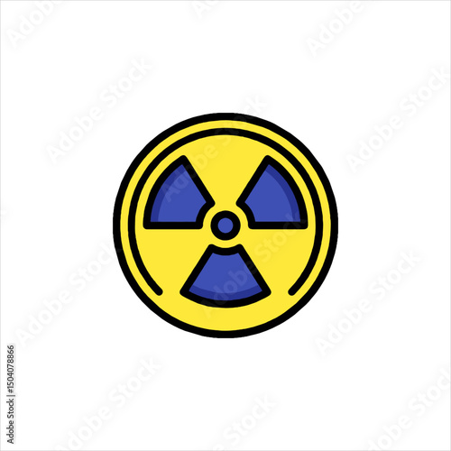 A radioactive warning symbol in yellow and black