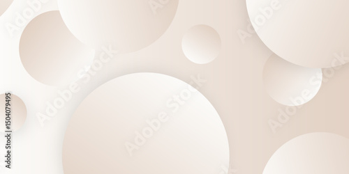 White paper circle with shadows on brown background.Vector illustration.brown vector background with a pattern of circles with different diameters.Textured template for a web splash in a modern style.