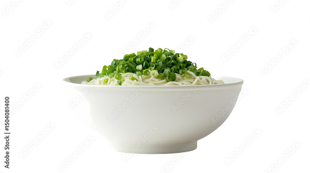 Noodles with Green Onions Simple Recipe isolated on transparent background Noodles with Green Onions Simple Recipe isolated on transparent background