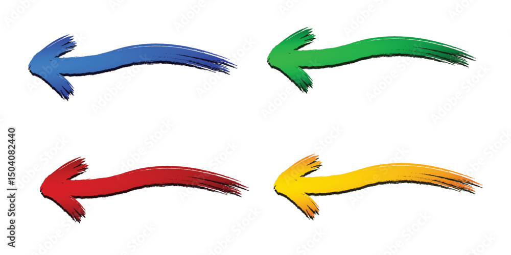 Red blue yellow green 3d brush style arrow or arrows left and right direction pointing infographic elements Red blue yellow green 3d brush style arrow or arrows left and right direction pointing infographic elements