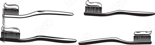 Toothbrush Icon Silhouette Vector Illustration