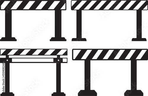 Traffic Fence Isolated Icon Silhouette Vector Illustration