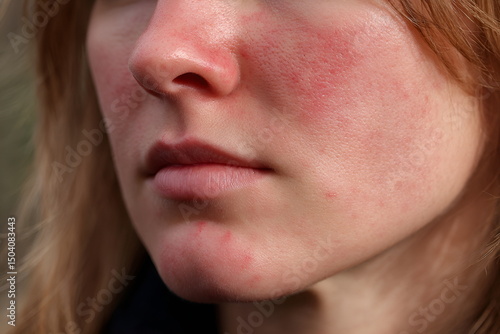 Close-up of skin with visible redness and irritation from excessive sun exposure