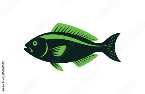 Green neon tetra silhouette clipart vector black fish

