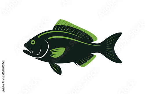 Green neon tetra fish vector silhouette isolated art

