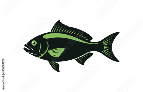 Minimalist green neon tetra fish silhouette vector

